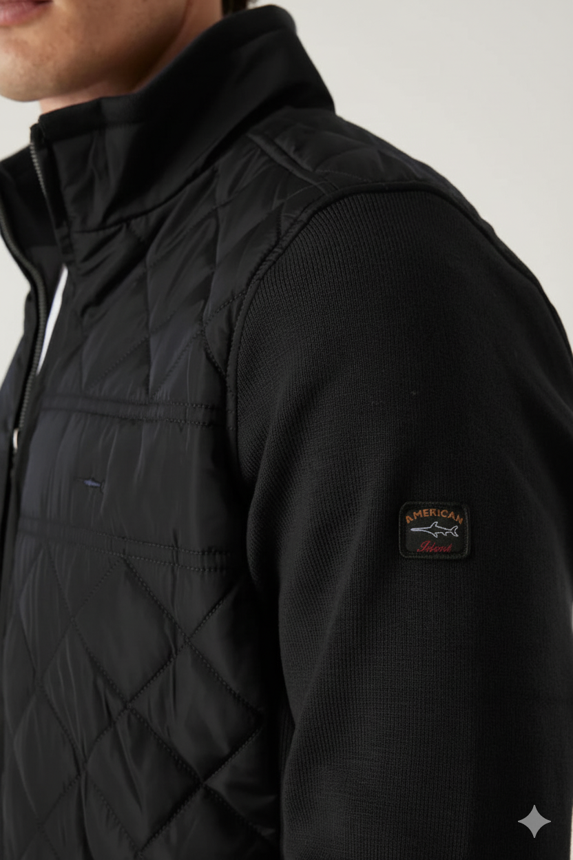 ג'קט מרופד לגבר - שחור