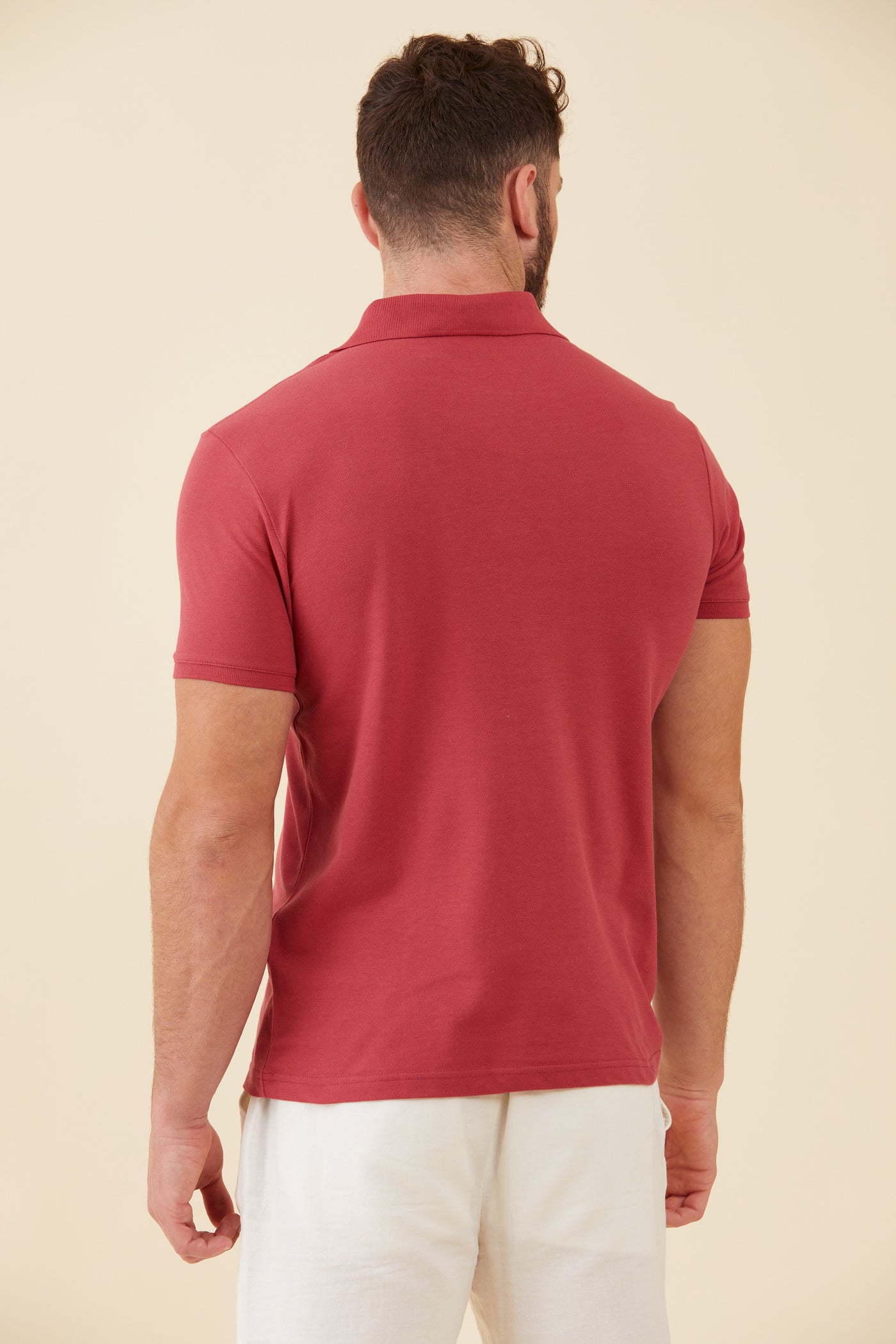 חולצת פולו שרוול קצר בצבע בורדו SLIM