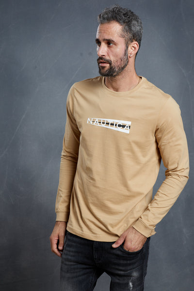 טישרט שרוול ארוך בצבע בז'