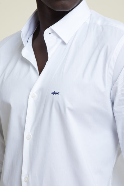 חולצה מכופתרת שרוול ארוך בצבע לבן SLIM