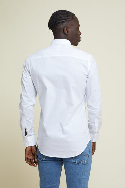 חולצה מכופתרת שרוול ארוך בצבע לבן SLIM