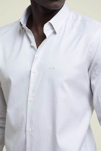 חולצה מכופתרת שרוול ארוך בצבע אפור SLIM