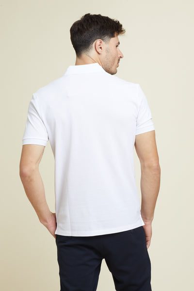 חולצת פולו שרוול קצר בצבע לבן SLIM