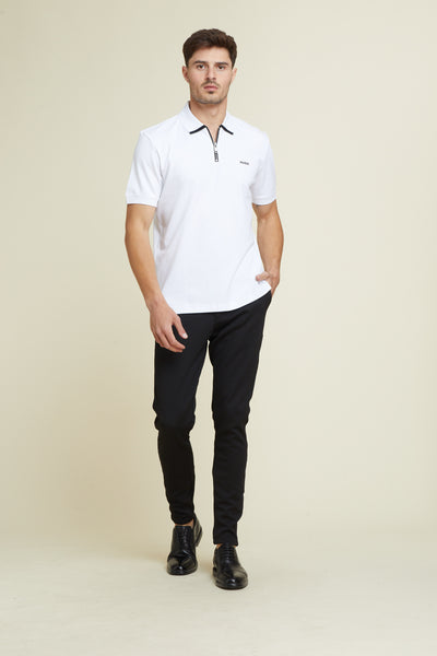 חולצת פולו שרוול קצר בצבע לבן REGULAR