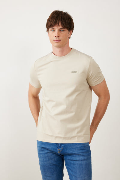 טישרט שרוול קצר גזרת SLIM- אבן