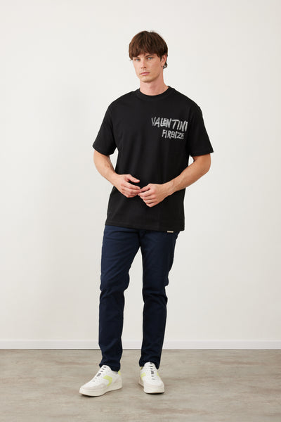 טישרט שרוול קצר גזרת OVERSIZE - שחור