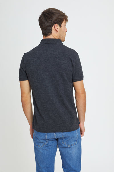 חולצת פולו שרוול קצר בצבע שחור ריבס SLIM