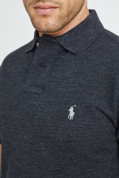 חולצת פולו שרוול קצר בצבע שחור ריבס SLIM