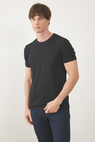 טישרט שרוול קצר צווארון עגול  - שחור