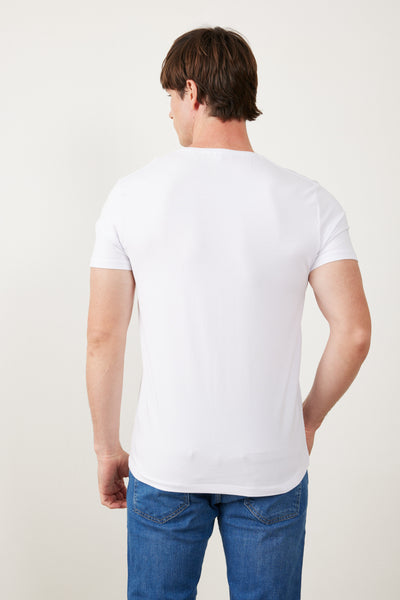 טישרט שרוול קצר צווארון עגול - לבן