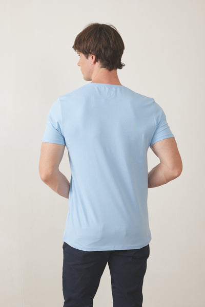 טישרט שרוול קצר צווארון עגול  - תכלת