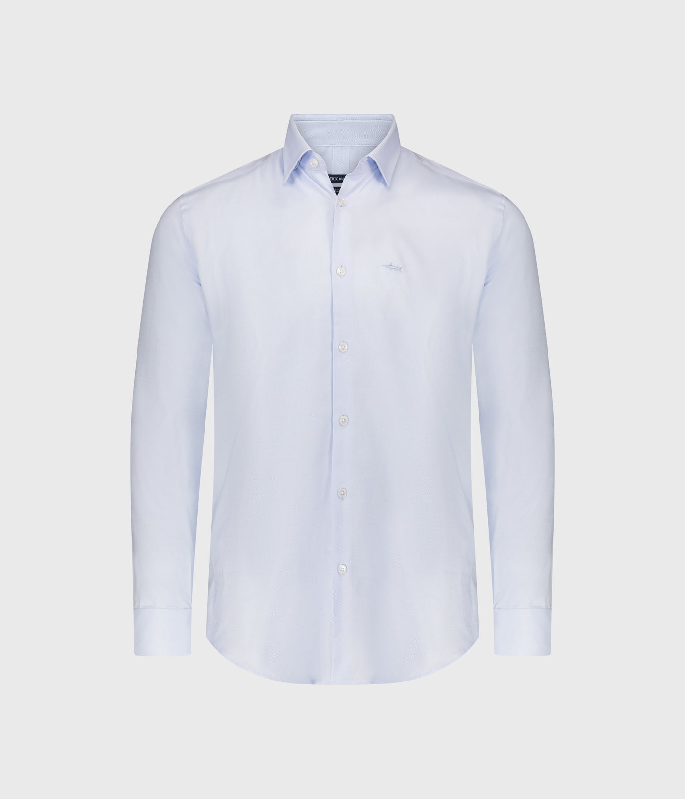 חולצה מכופתרת בגזרת סלים שרוול ארוך-תכלת