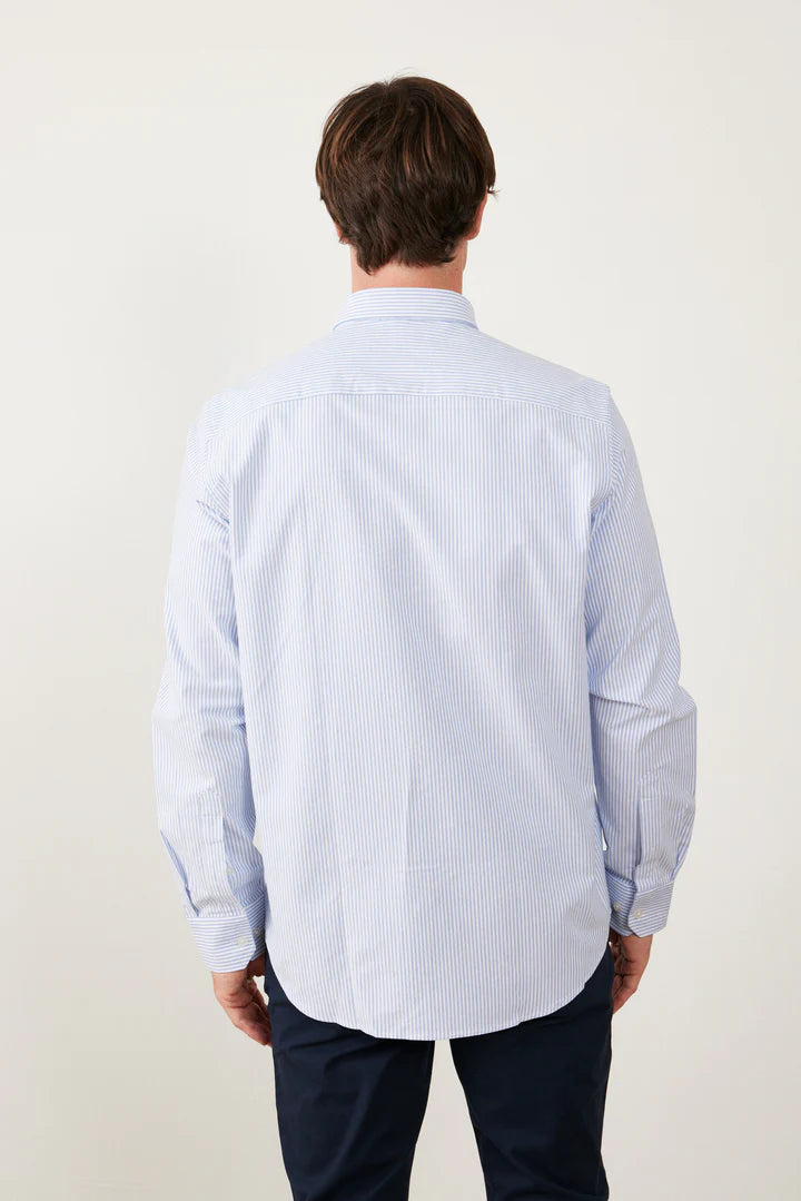 חולצה מכופתרת שרוול ארוך-תכלת פסים