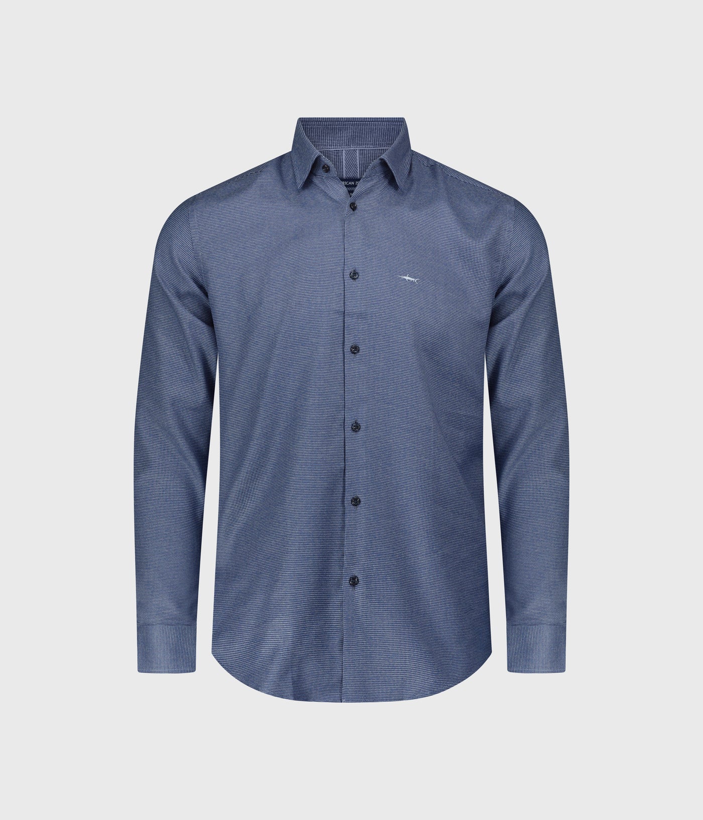 חולצה מכופתרת גזרת SLIM שרוול ארוך -  משובץ נייבי