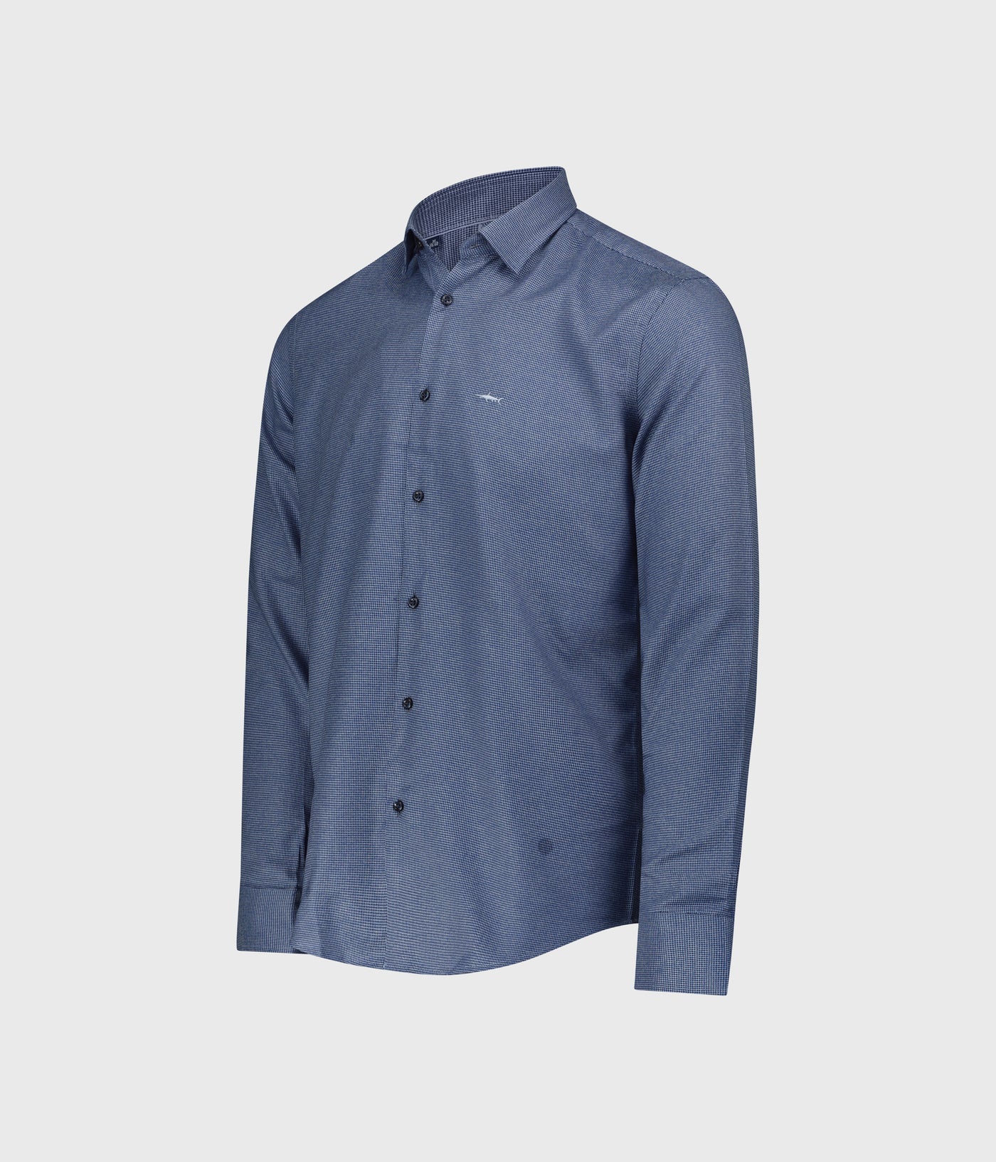 חולצה מכופתרת גזרת SLIM שרוול ארוך -  משובץ נייבי