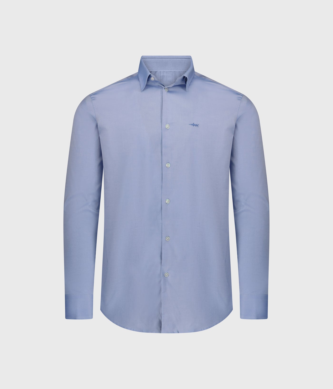 חולצה מכופתרת שרוול ארוך-תכלת כהה