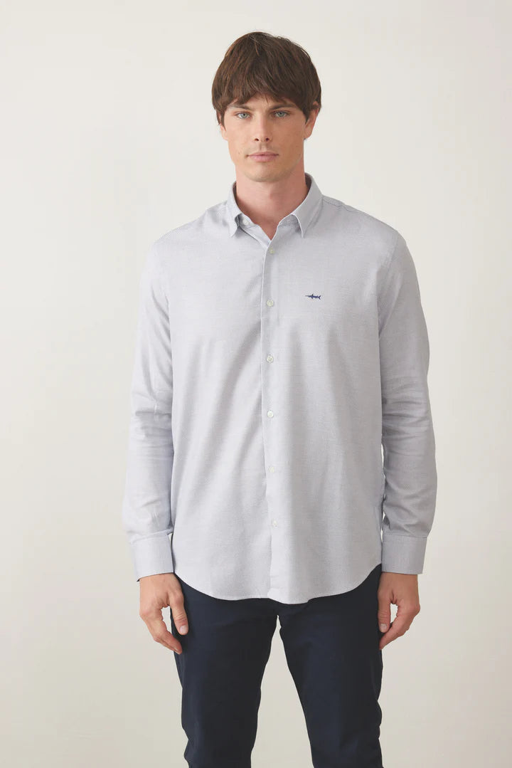 חולצה מכופתרת שרוול ארוך - אפור