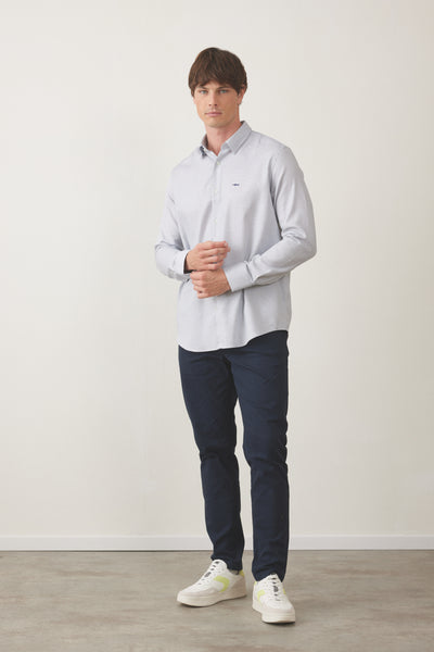 חולצה מכופתרת גזרת SLIM שרוול ארוך - אפור