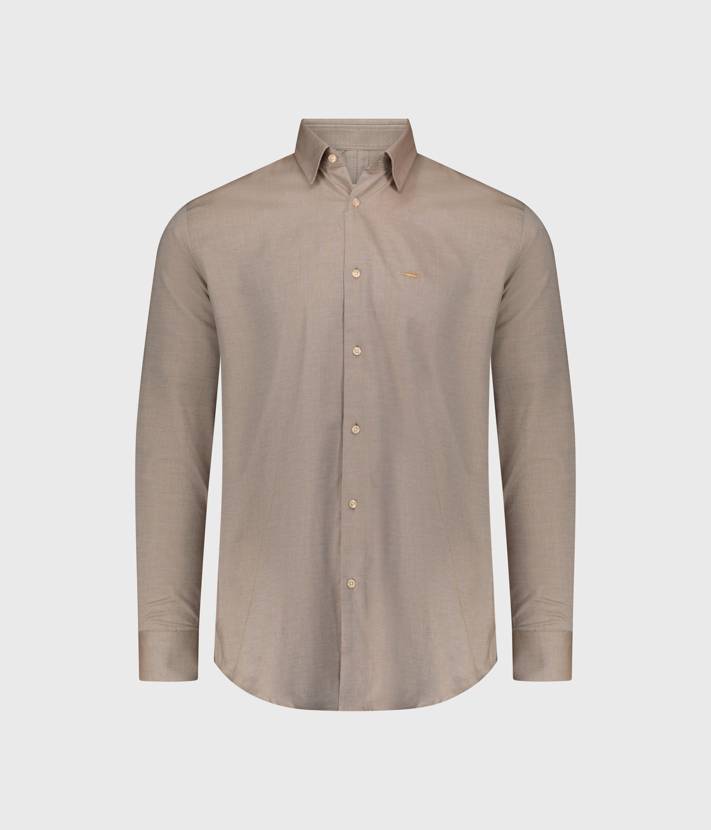 חולצה מכופתרת שרוול ארוך-חום