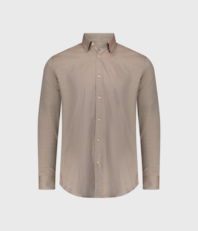 חולצה מכופתרת שרוול ארוך-חום