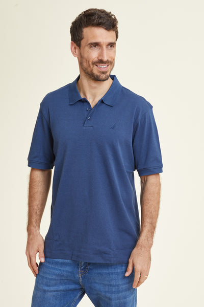 חולצת פולו REGULAR FIT  שרוול קצר בצבע כחול