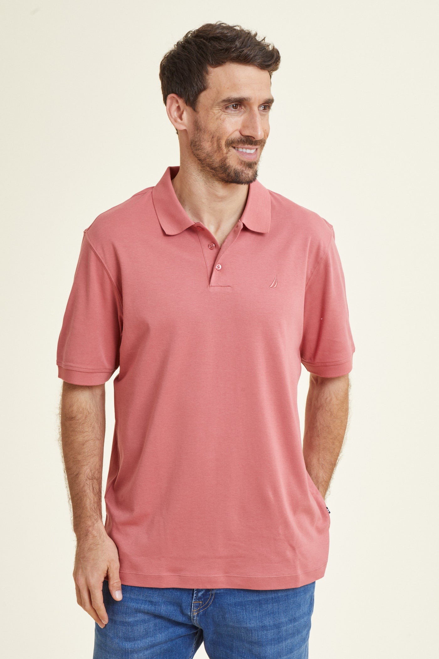 חולצת פולו REGULAR FIT  שרוול קצר בצבע אפרסק