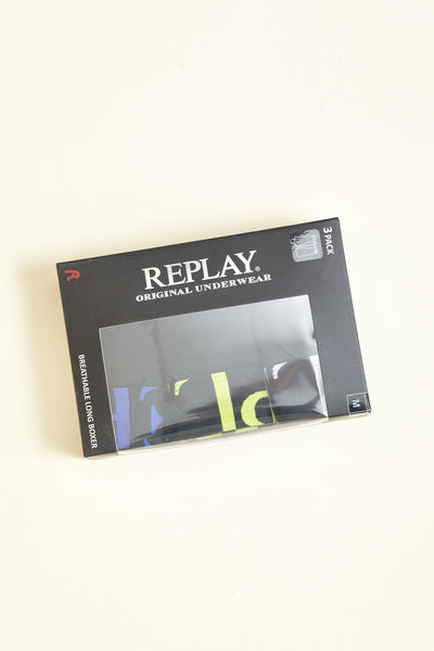 שלישיית תחתוני בוקסר בצבע שחור גומי צבעוני