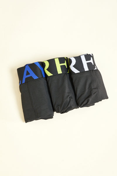 שלישיית תחתוני בוקסר בצבע שחור גומי צבעוני