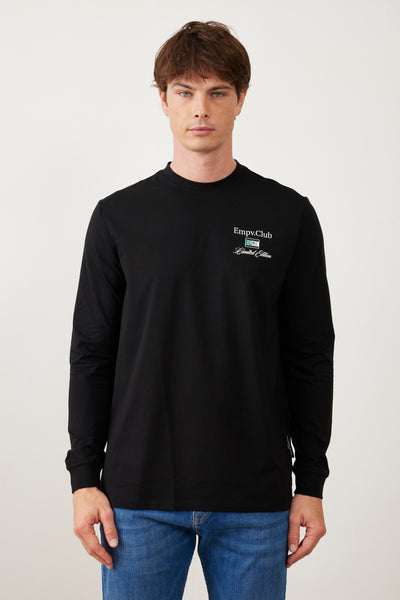 טישרט שרוול ארוך בגזרת SLIM - שחור