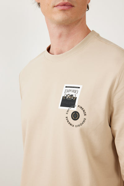 טישרט שרוול ארוך בגזרת SLIM - בז'