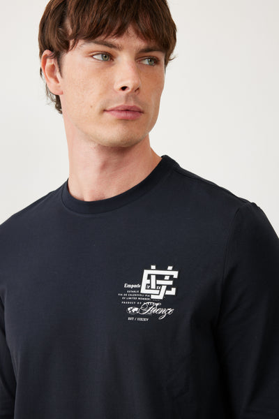 טישרט שרוול ארוך בגזרת SLIM - כחול נייבי