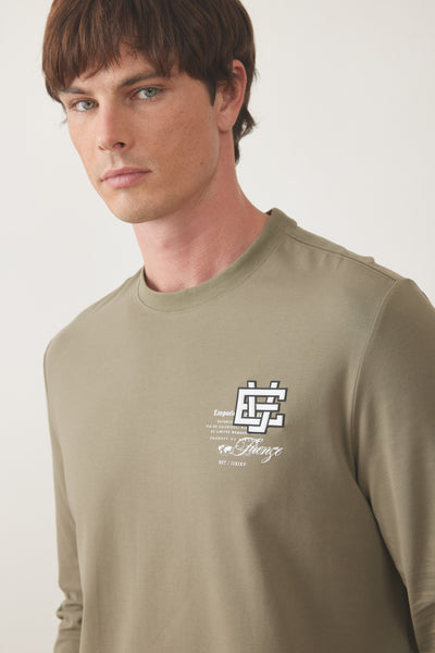 טישרט שרוול ארוך בגזרת SLIM - ירוק