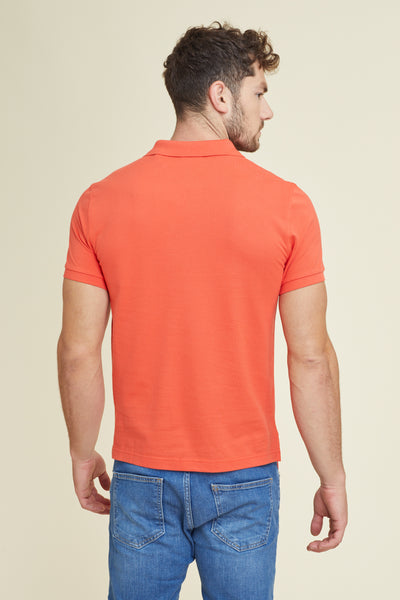 חולצת פולו פיקה שרוול קצר SLIM בצבע כתום