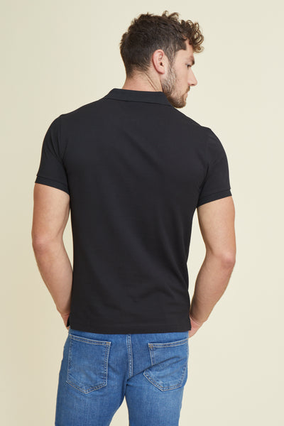 חולצת פולו פיקה שרוול קצר SLIM בצבע שחור