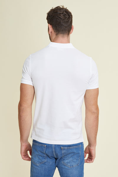 חולצת פולו פיקה שרוול קצר SLIM בצבע לבן