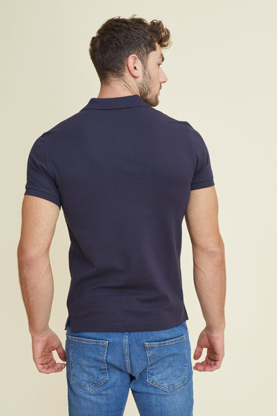 חולצת פולו פיקה שרוול קצר SLIM בצבע נייבי