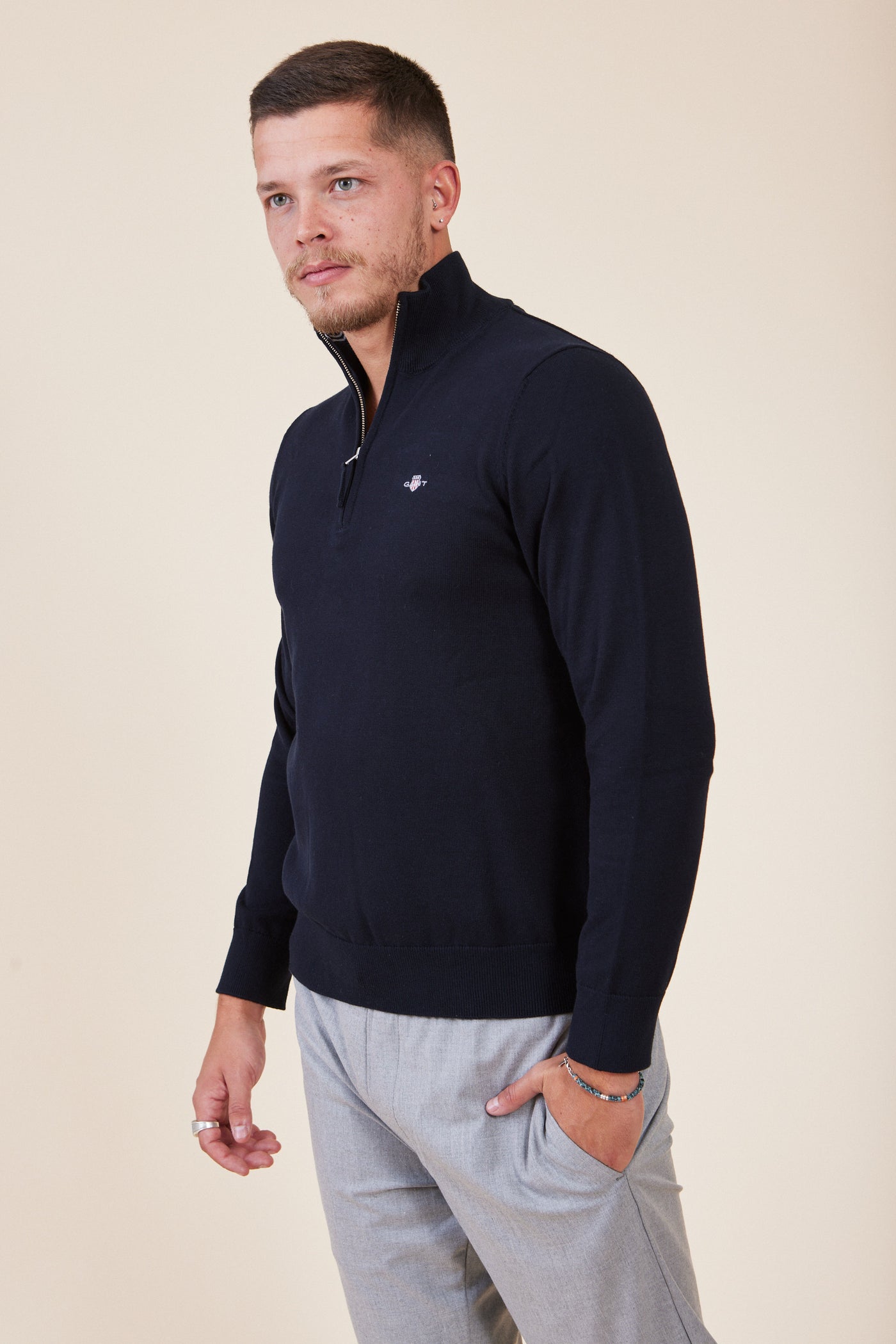 סריג כותנה חצי זיפ