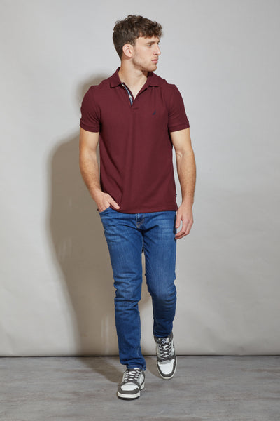 חולצת פולו SLIM FIT שרוול קצר בצבע בורדו