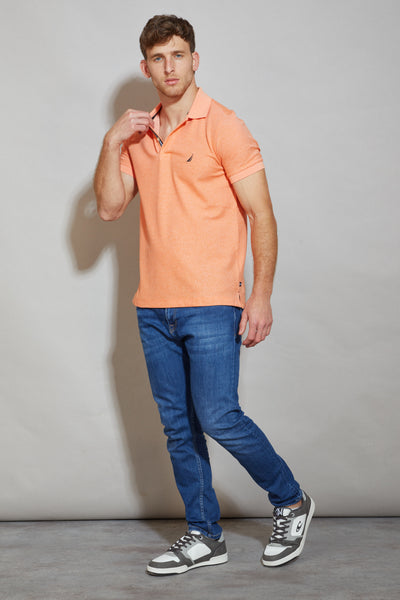 חולצת פולו SLIM FIT שרוול קצר בצבע כתום