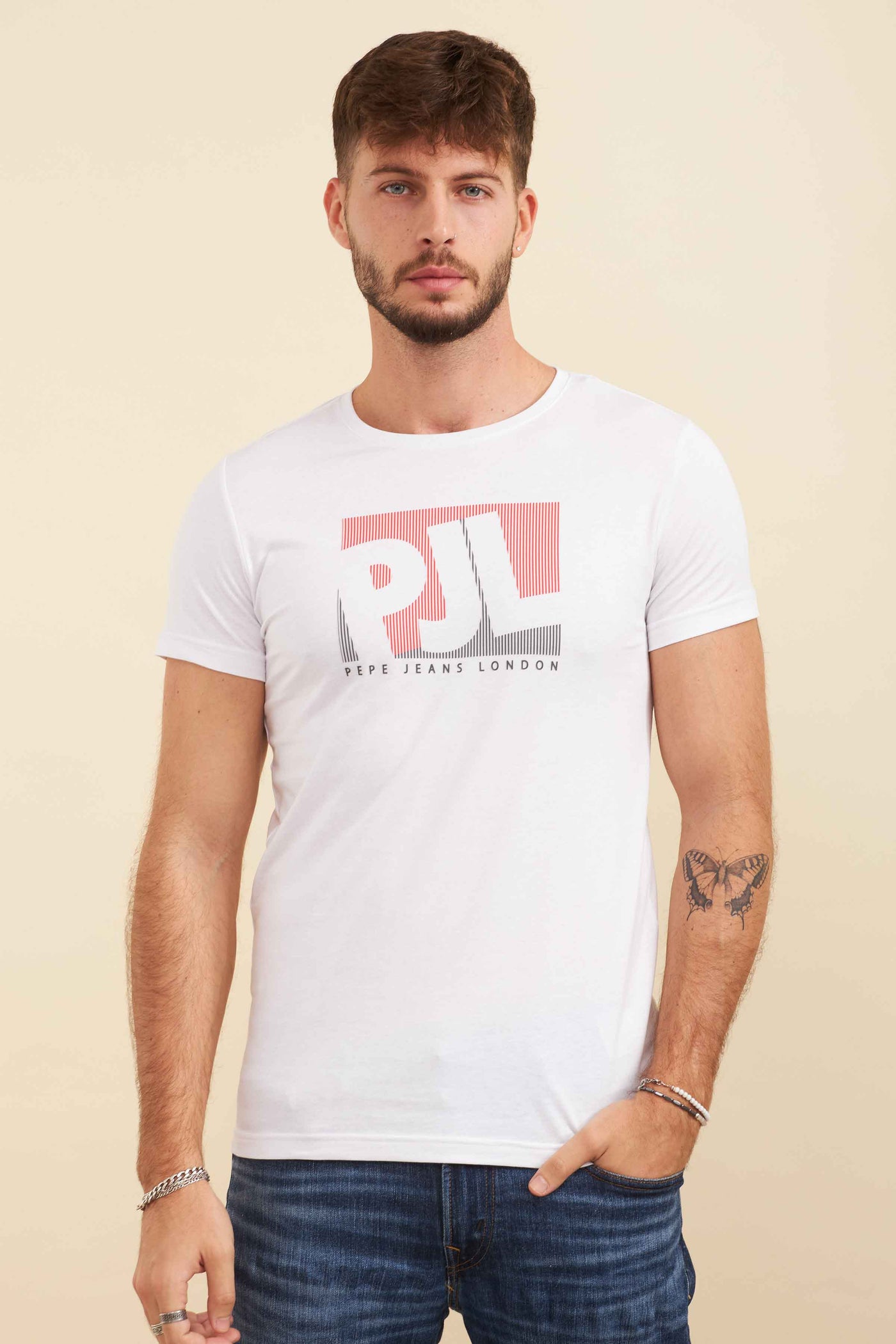 טישרט שרוול קצר בצבע לבן