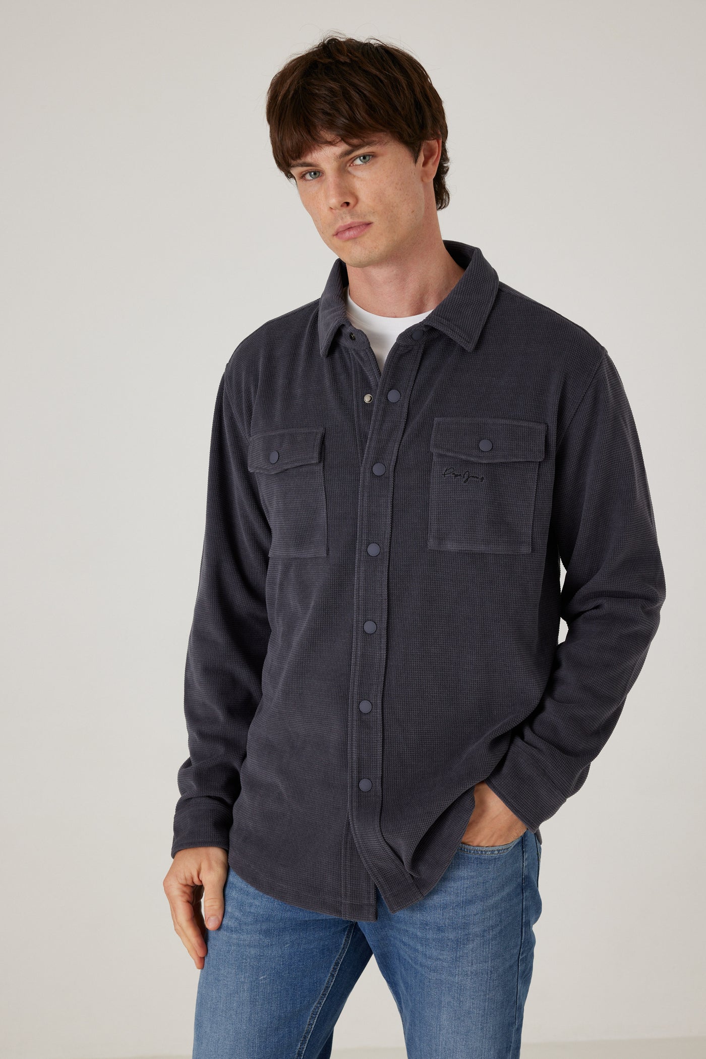 ג'קט עם כיסים - אפור כהה