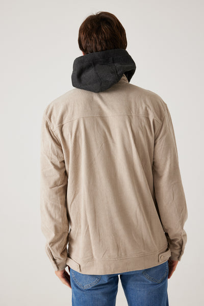 ג'קט קפוצ'ון עם כובע שחור - בז'