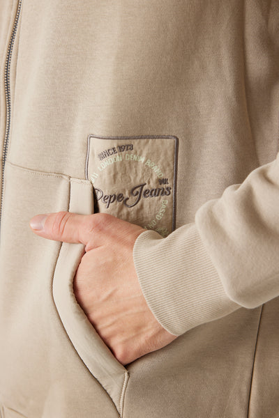 קפוצ'ון עם הדפס בגב -  בז'