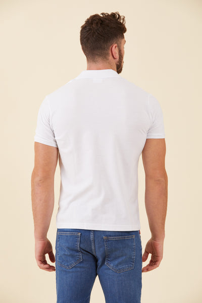 חולצת פולו שרוול קצר בצבע לבן SLIM