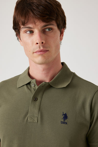 חולצת פולו שרוול קצר בגזרת REGULAR- חאקי