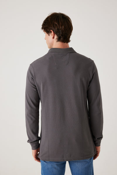 חולצת פולו שרוול ארוך - אפור