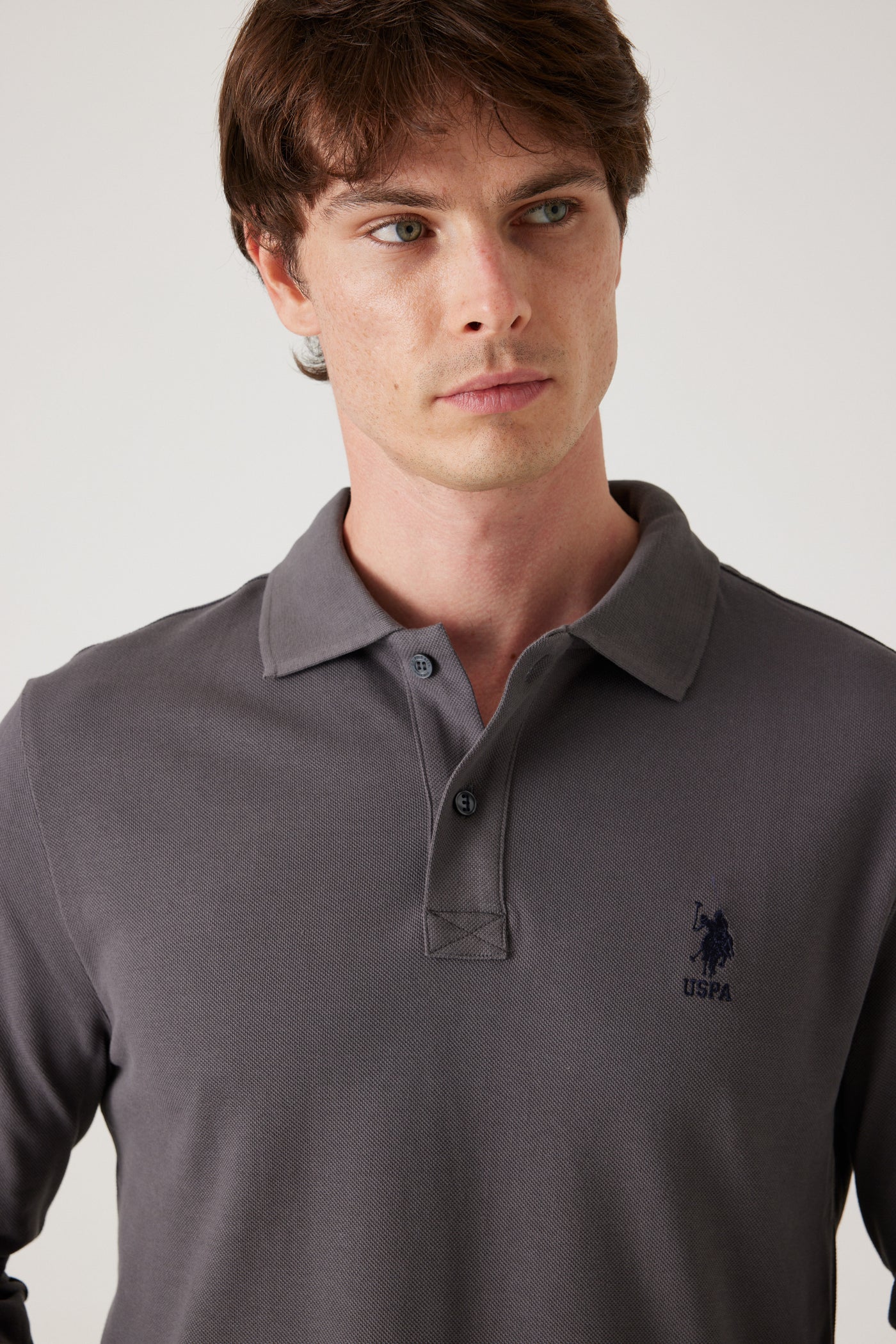 חולצת פולו שרוול ארוך - אפור