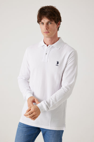 פולו שרוול ארוך - לבן