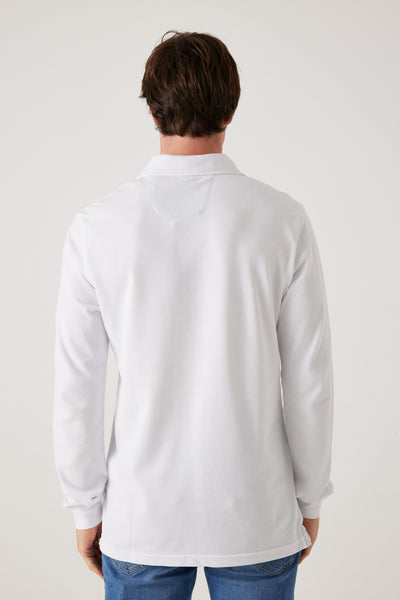 פולו שרוול ארוך - לבן