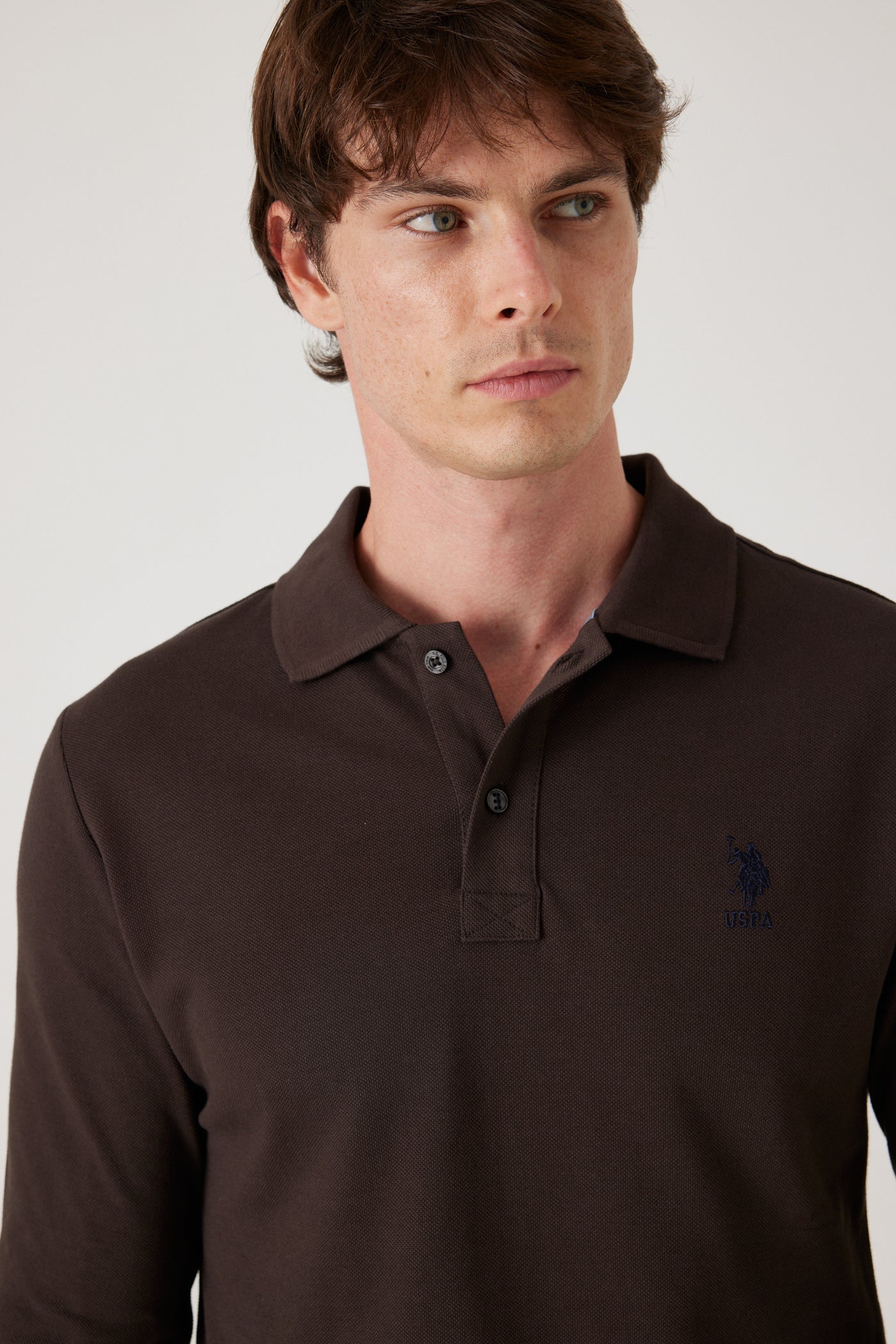 פולו שרוול ארוך - חום